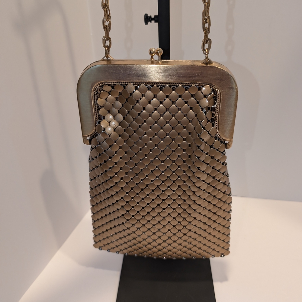Whiting And Davis Gold Mesh Shoulder Bag Good Vintage Condition
